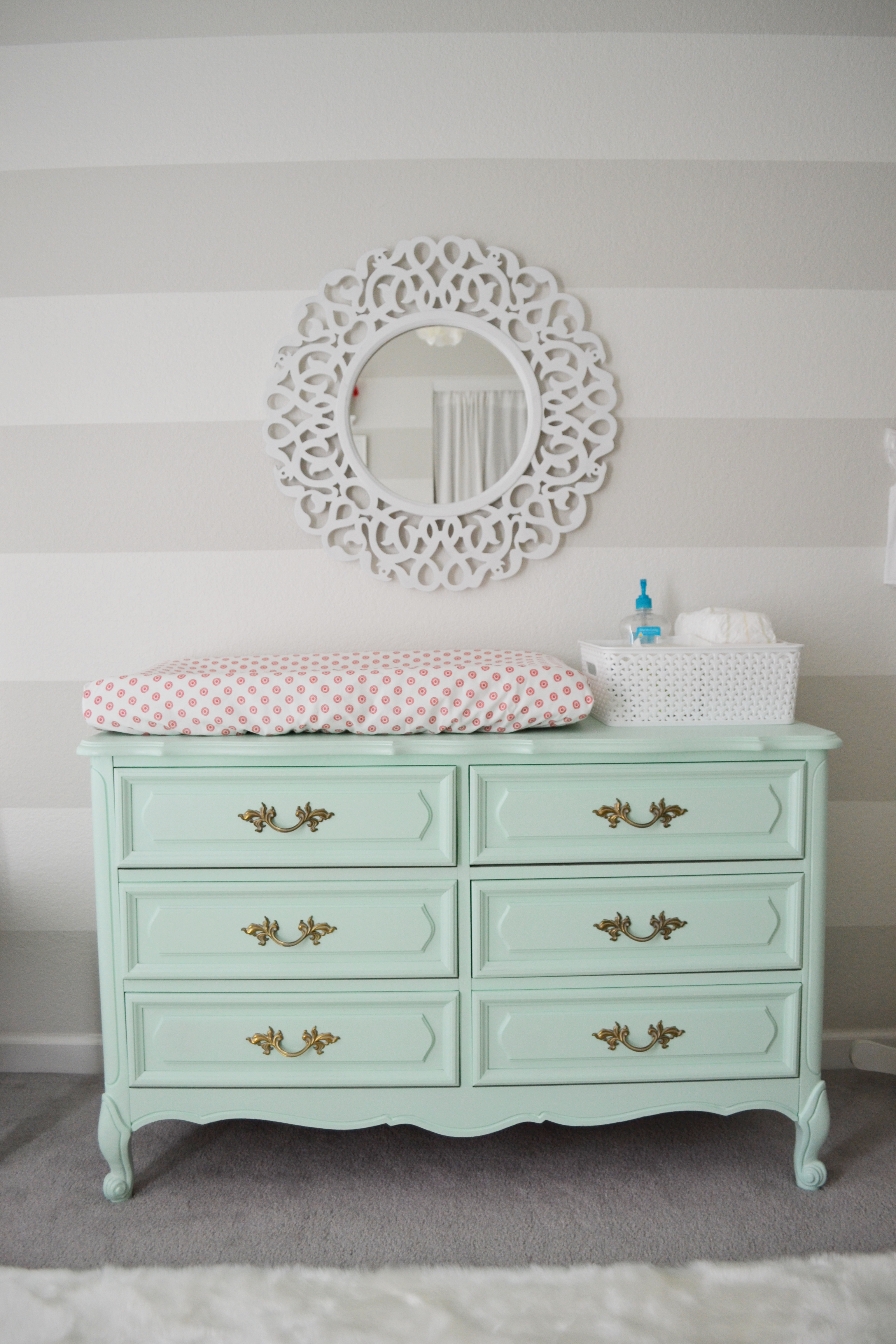 French Provincial Style Dresser Painted Mint