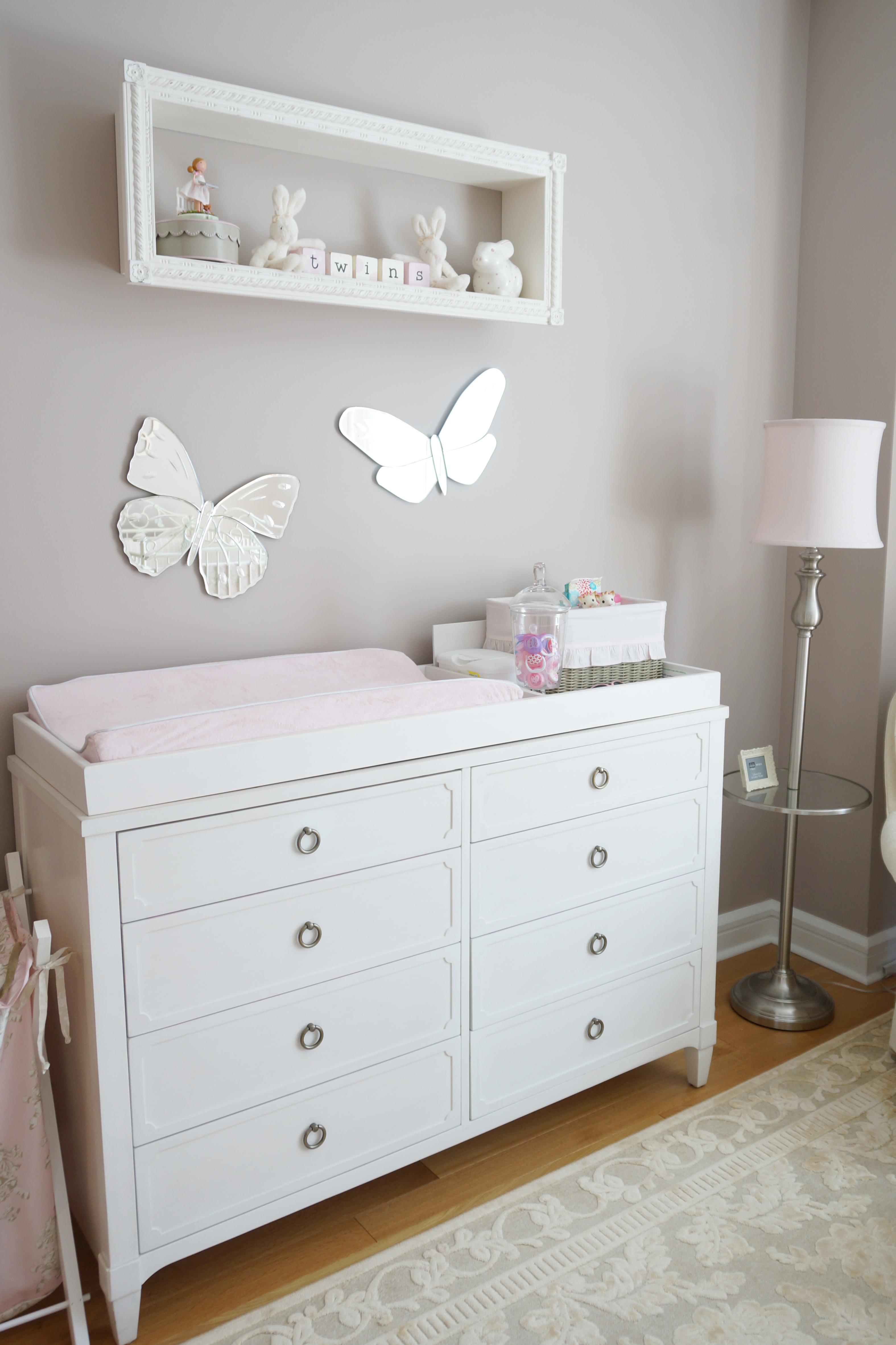 Pink, Ivory and Grey Nursery Changing Table