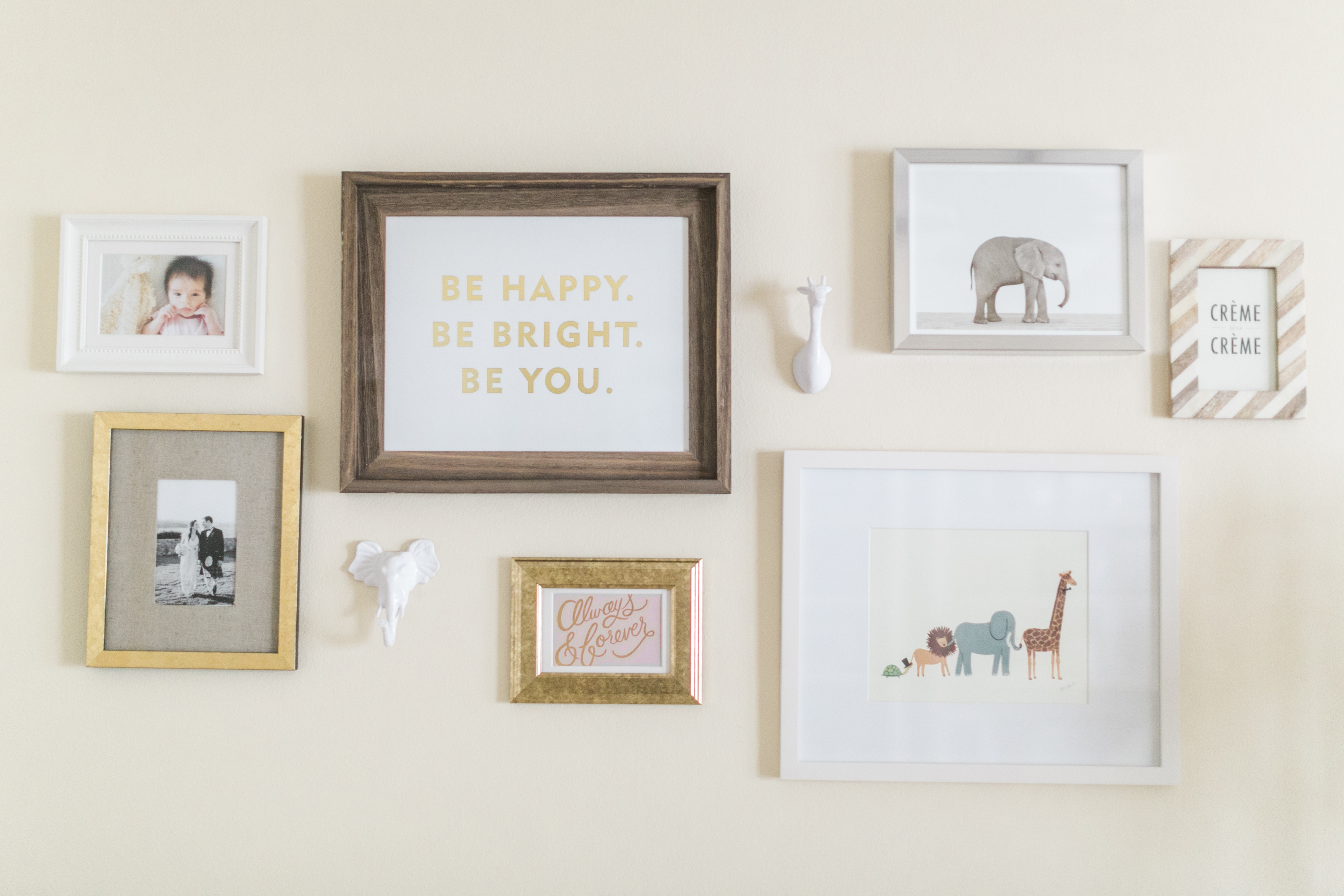 Gallery Wall in this Neutral Golden Nursery