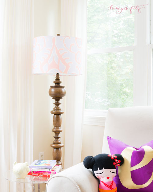 Gold Accents in this Lavender and Coral Nursery