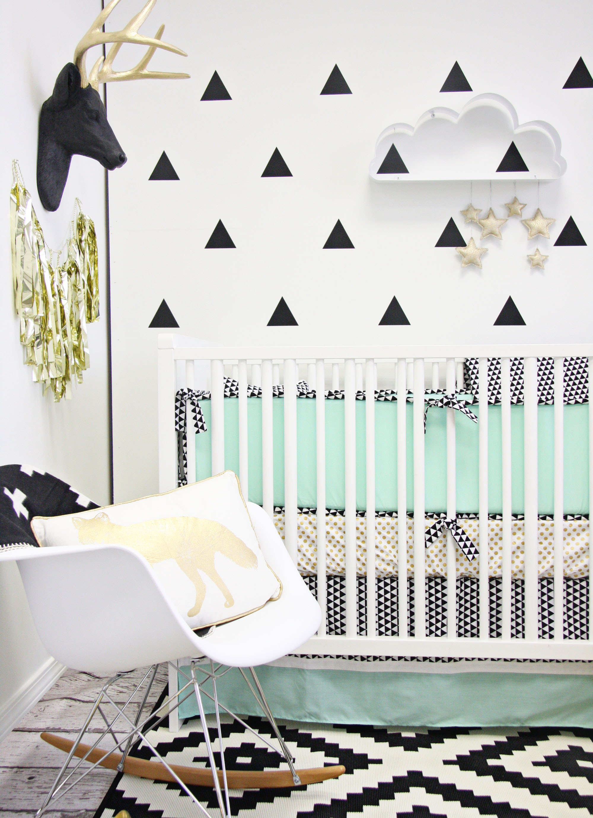 Black, White, Gold and Mint Nursery