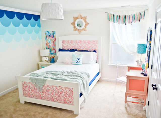 Pink and Blue Girl's Room with DIY Details