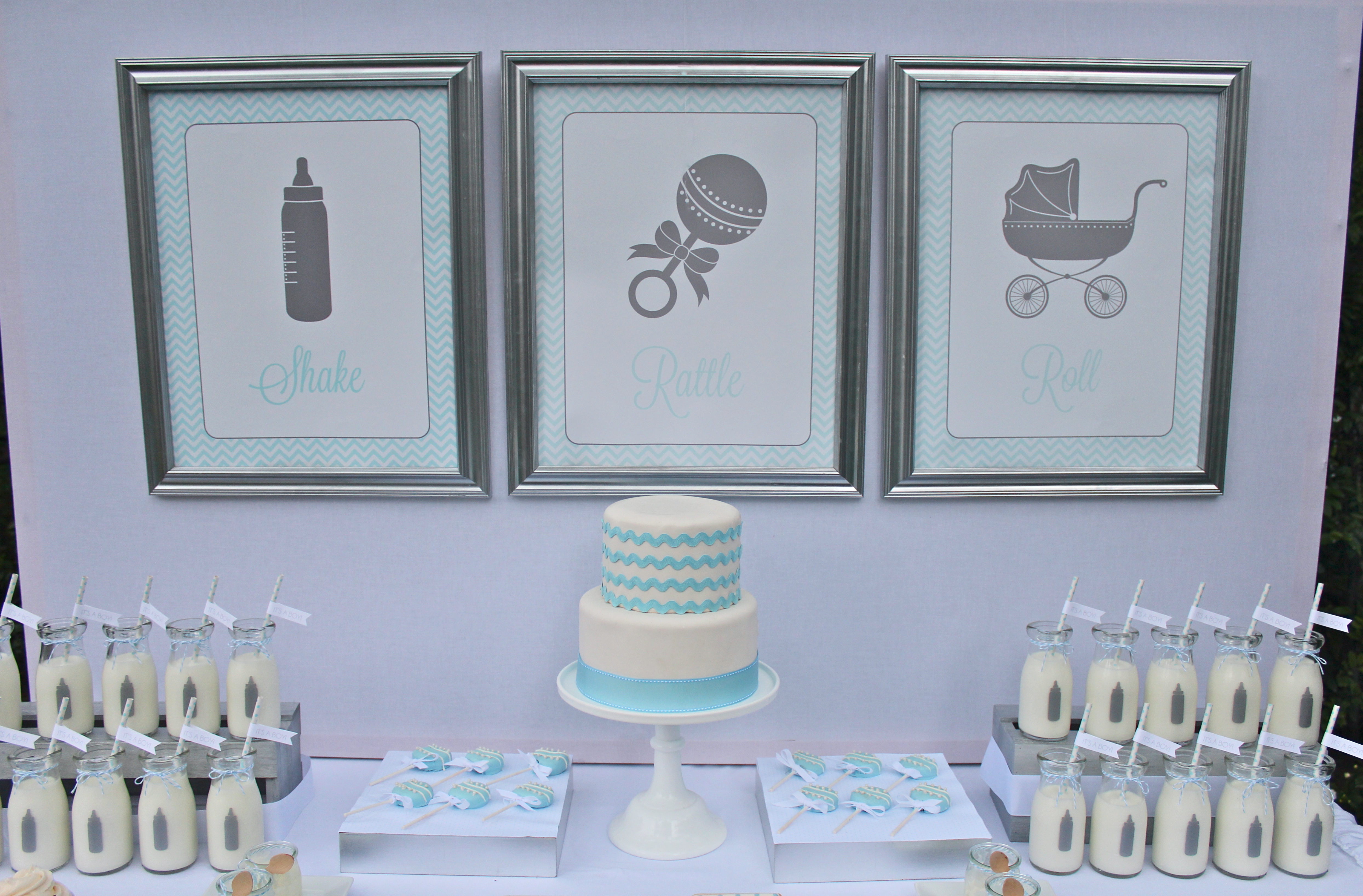 White, Silver and Baby Blue Baby Shower Color Scheme