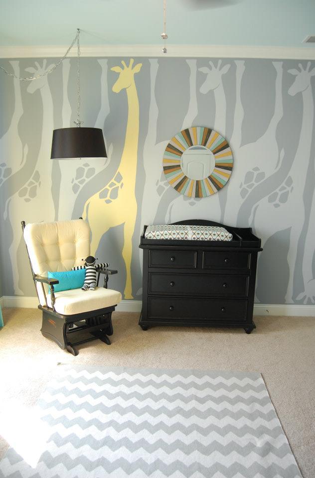 Modern Safari Nursery with Giraffe Mural - Project Nursery