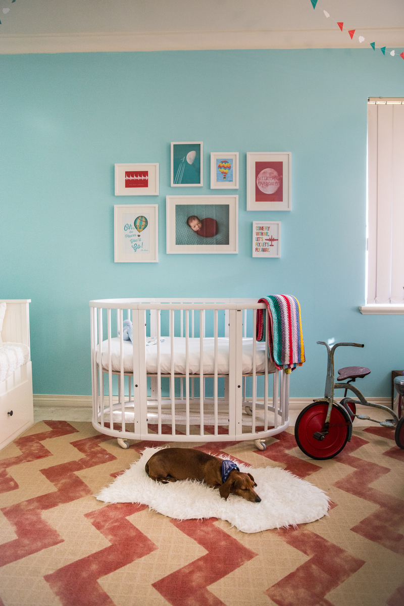 Hand Painted Red Chevron Rug