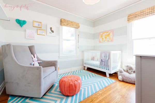 Modern Gray and White Striped Nursery