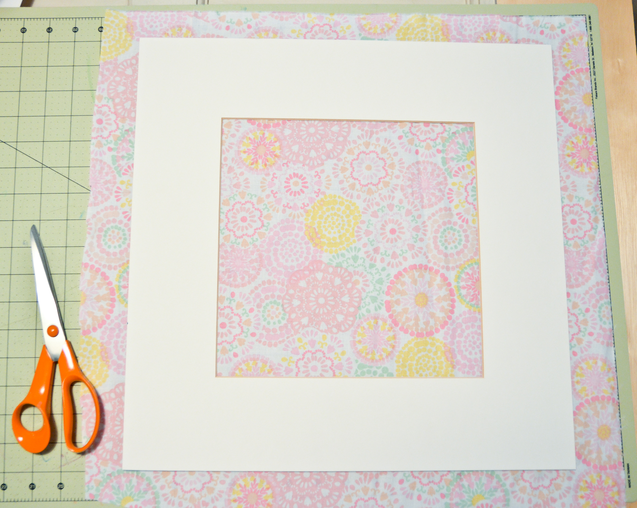 Fabric-Covered Mat for Framed Nursery Art