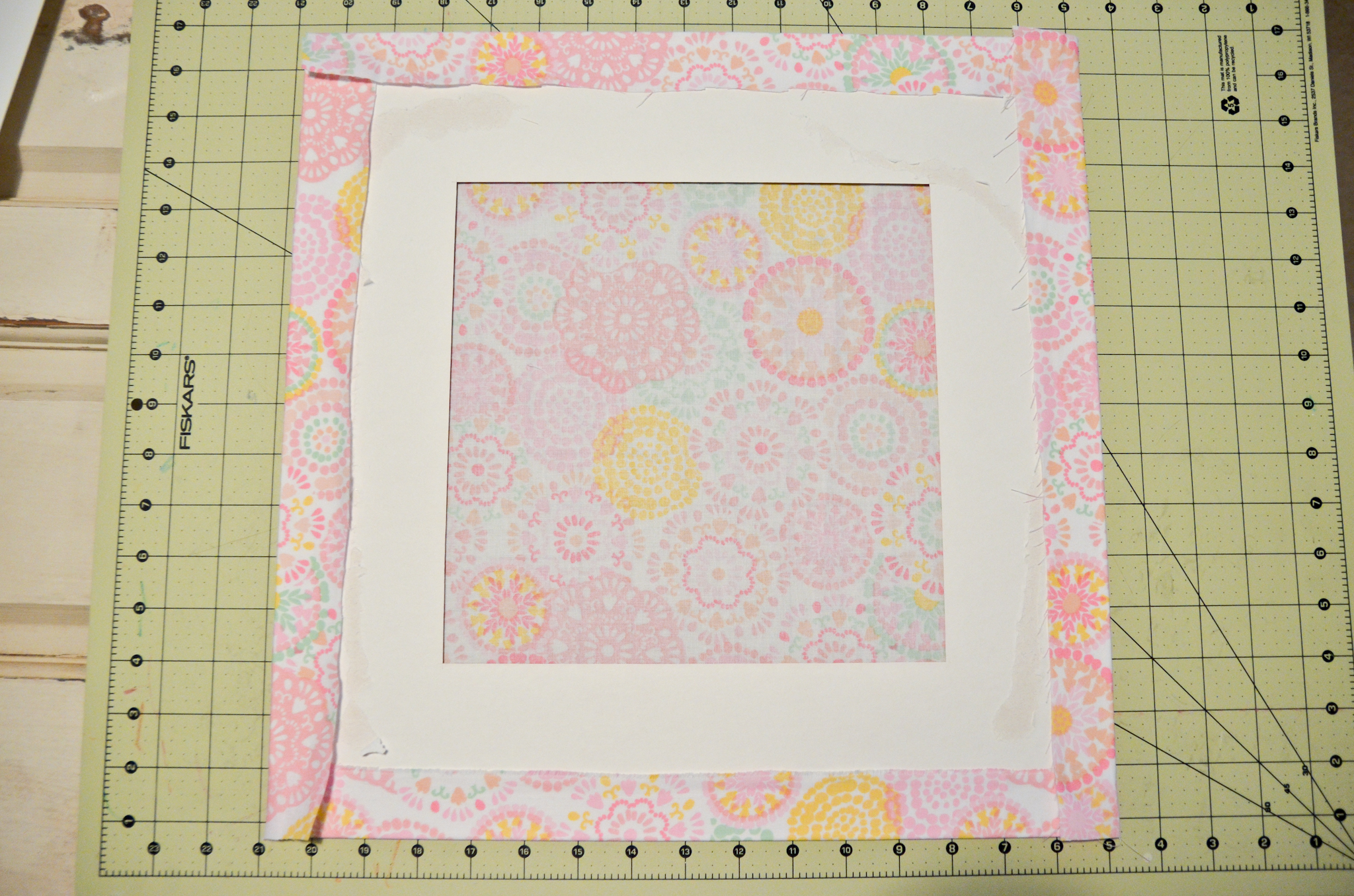 Fabric-Covered Mat for Framed Nursery Art