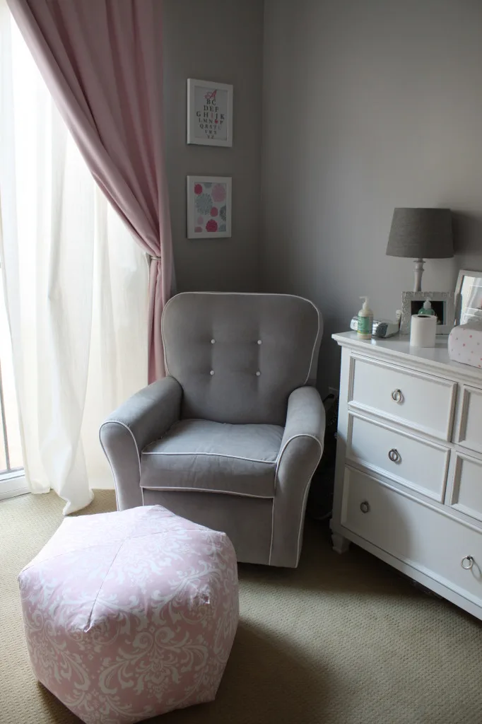 Pink and Gray Nursery Glider