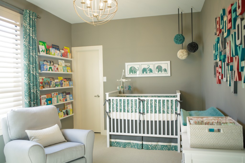 Gray and Teal Elephant Nursery