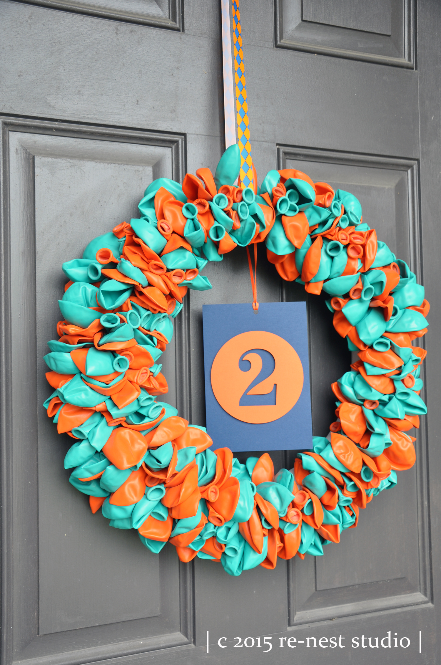 Orange and Teal Balloon Wreath