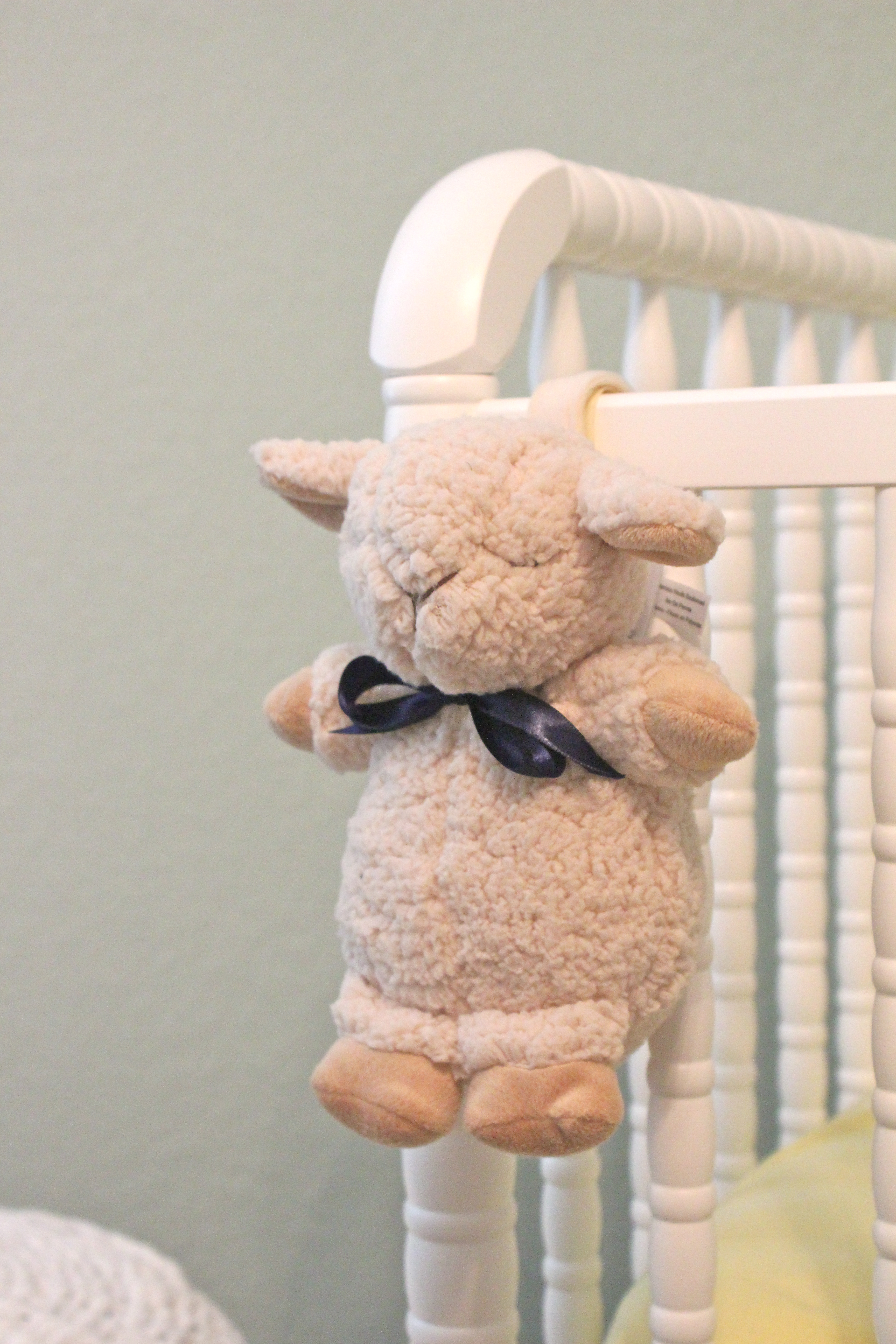 Sleep Sheep, Customized with a Navy Ribbon