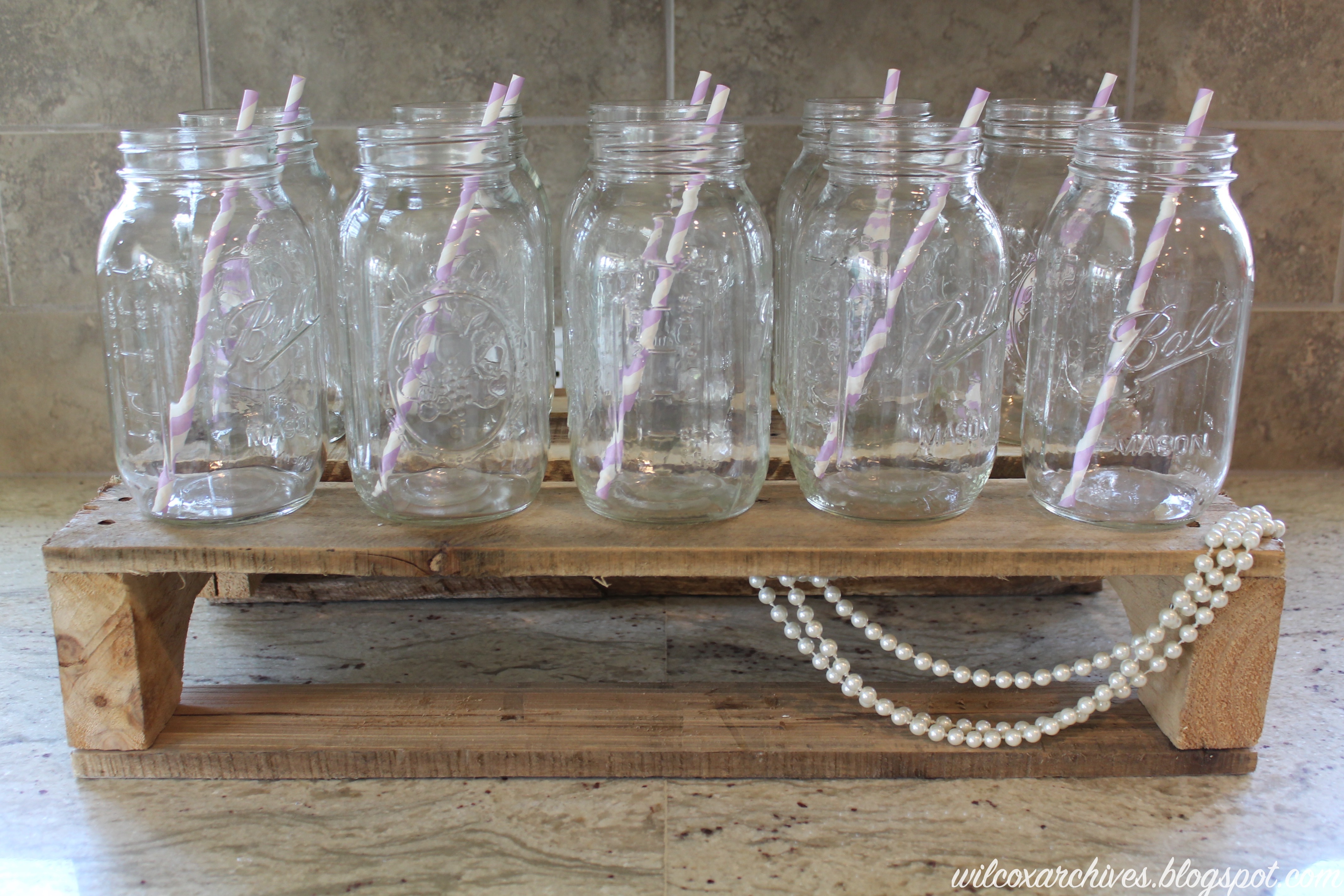 Mason Jars Displayed on Crate