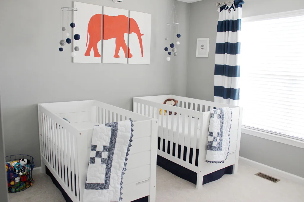 Navy, Gray and Orange Twin Boys Nursery - Project Nursery