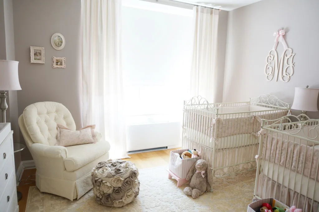 Pink, Ivory and Gray Twin Girls Nursery - Project Nursery