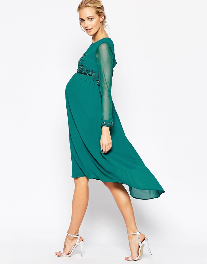 Maternity Midi Dress with Embellished Bodice from ASOS