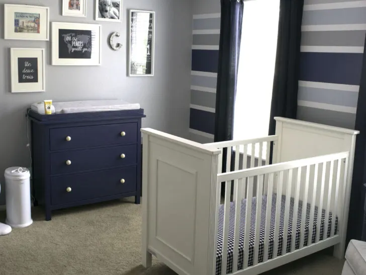 Blue and Gray Striped Nursery