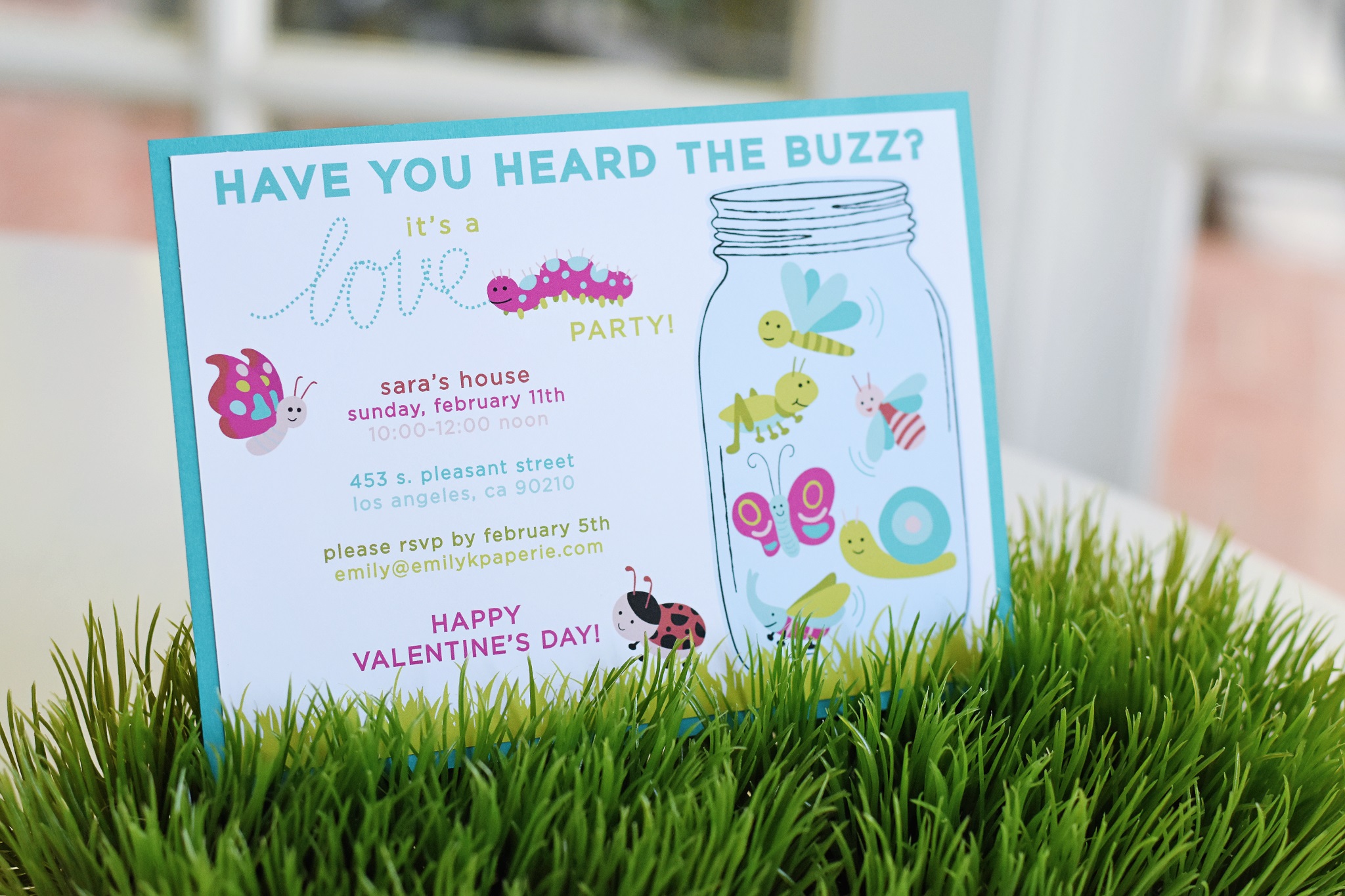 Printable Love Bug Valentine's Day Party Invitations