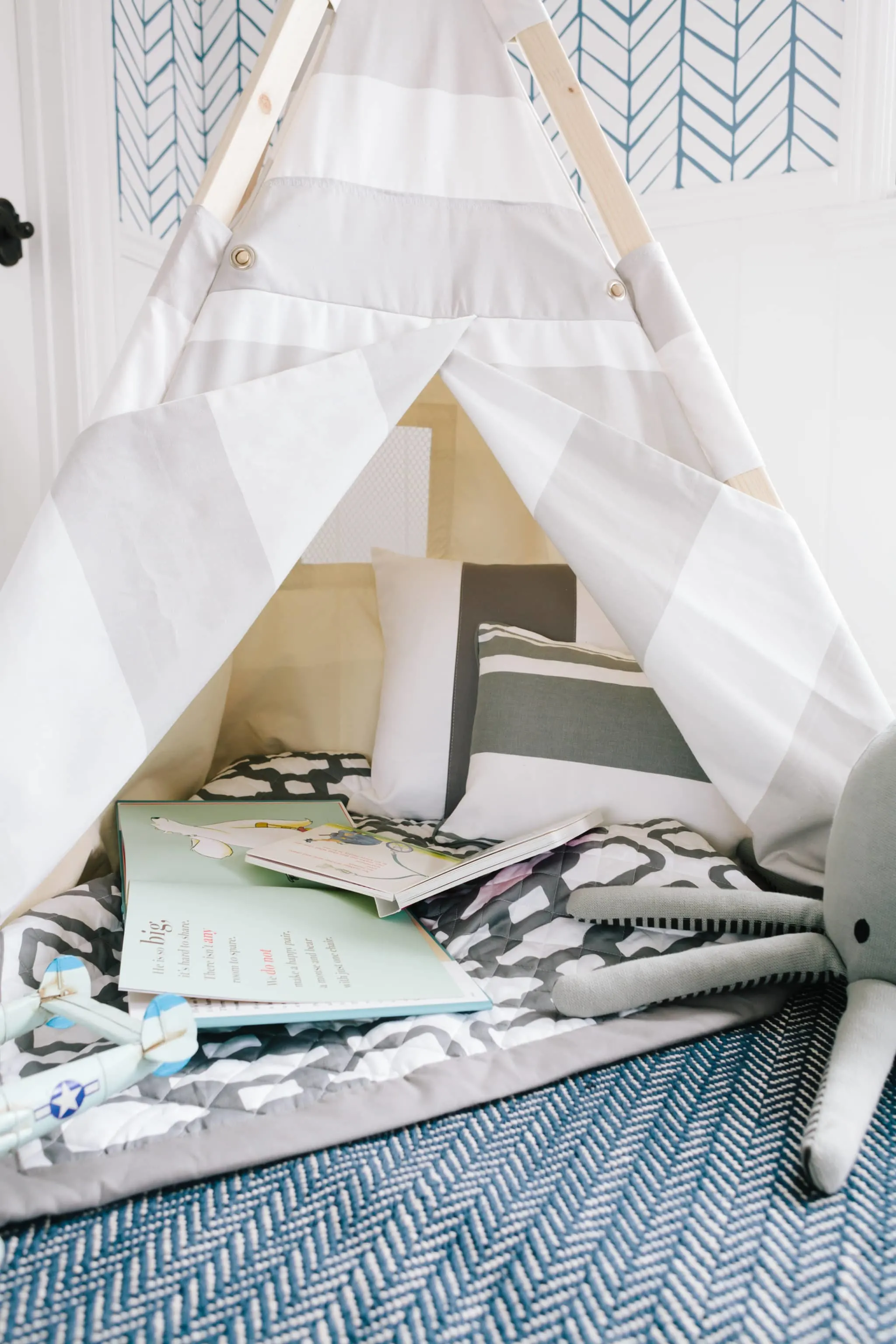 Navy and Gray Big Boy Room with Teepee