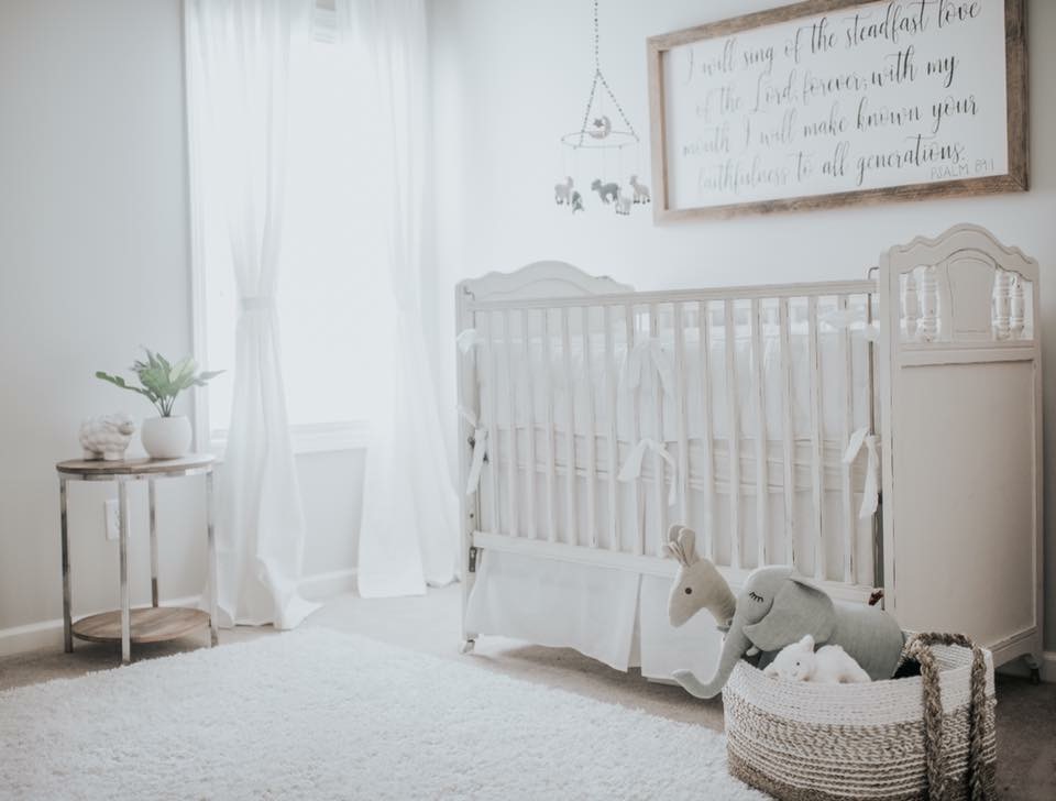 Neutral Nursery with Framed Psalm Above Crib - Project Nursery