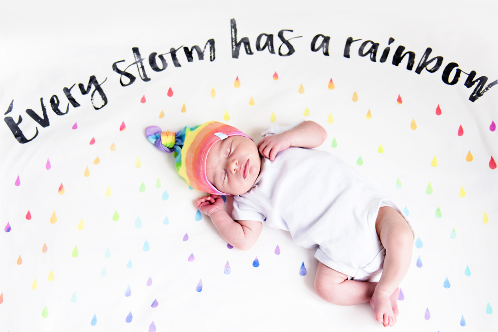 Personalized Rainbow Blanket and Top Knot Hat