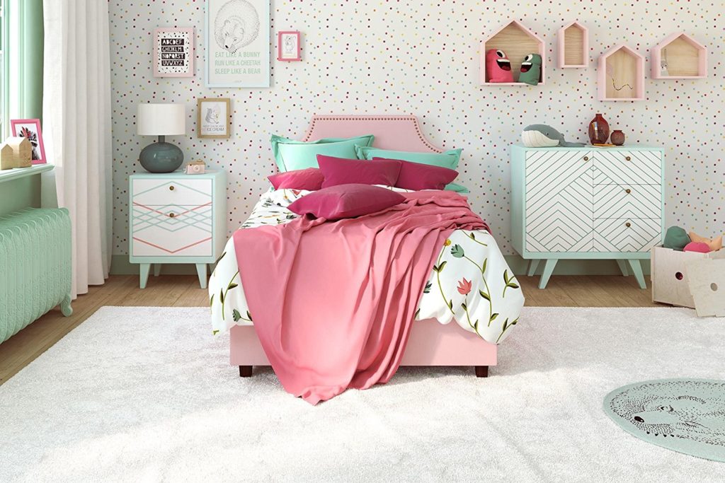 DHP Melita Bed in Pink Linen