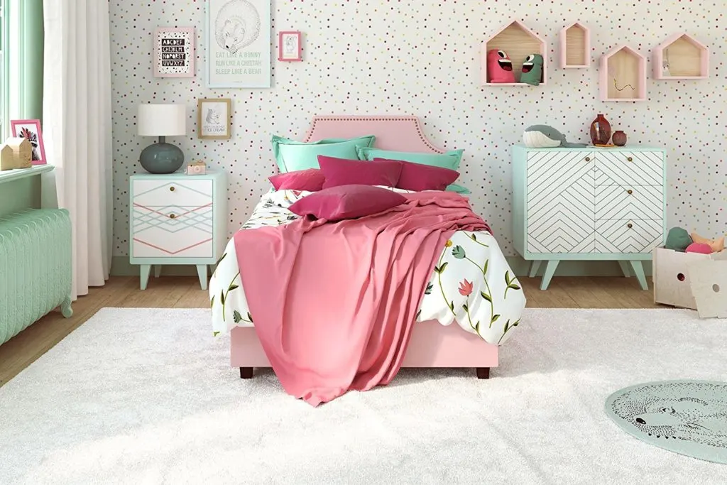 DHP Melita Bed in Pink Linen