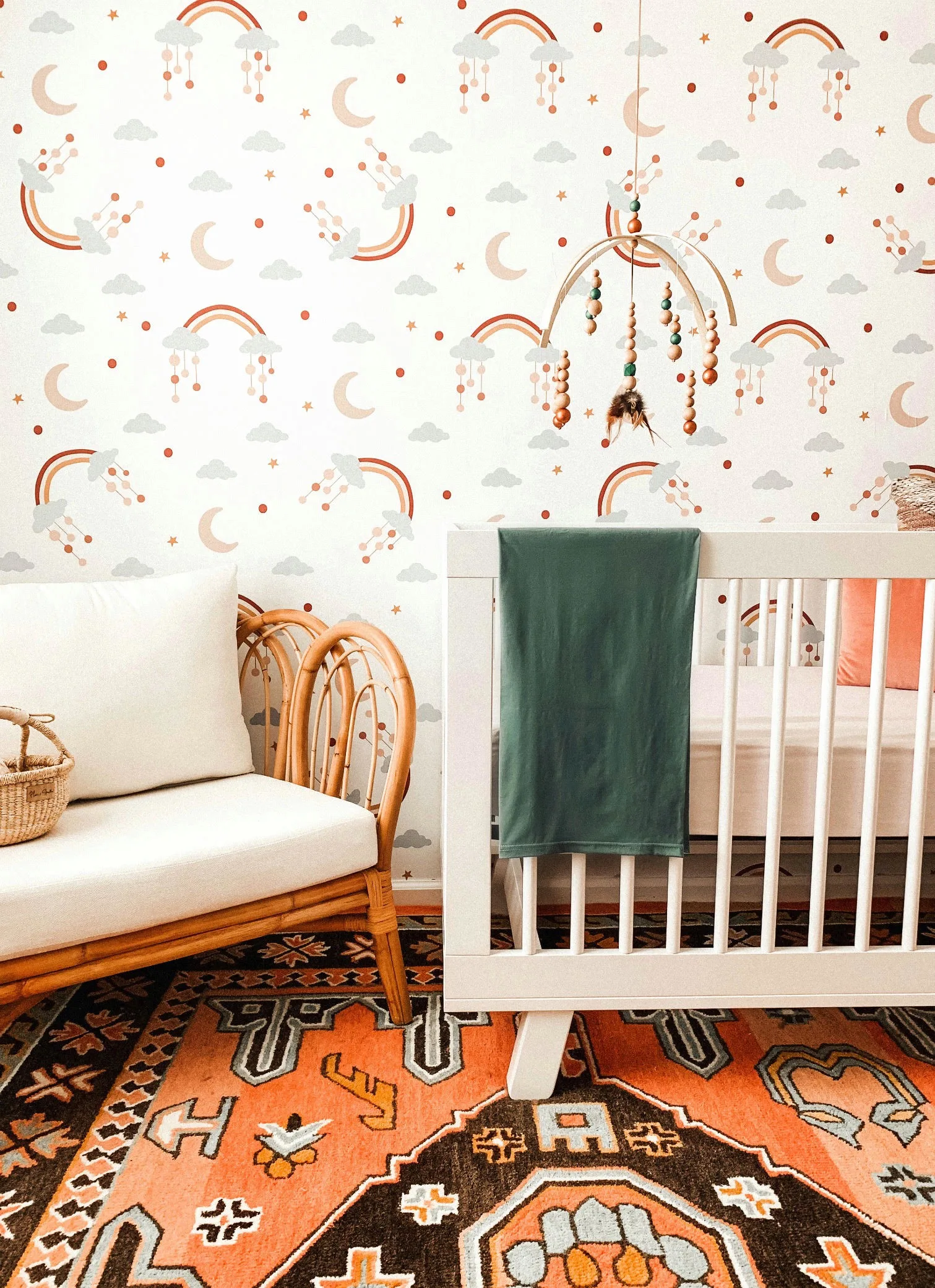 Rattan Chair in Baby Girl Nursery