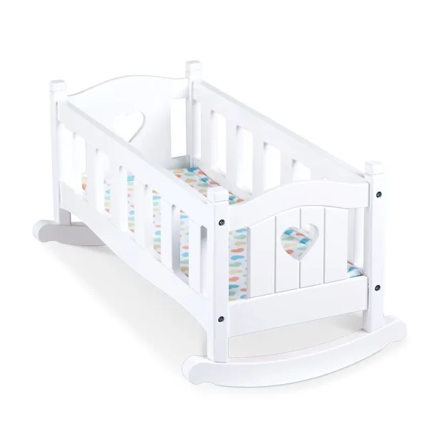 White Wooden Doll Cradle